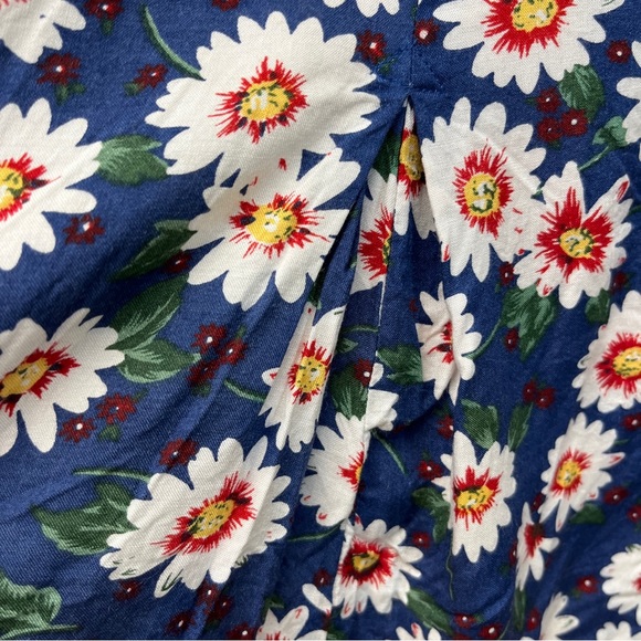 Vtg 90s No Boundaries Romper Small Blue Floral Button Up Tie Back Rayon B155 - Picture 5 of 11